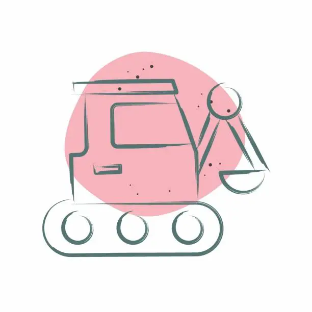 Vector illustration of Icon Excavator. related to Building Material symbol. Color Spot Style. simple design editable. simple illustration