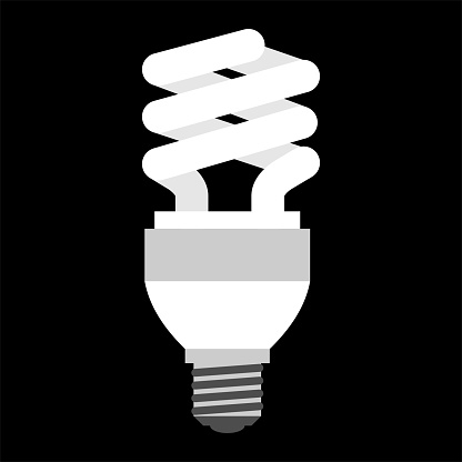 LED, incandescent and energy saving light bulbs. Vector illustration. Vector illustration of main electric lighting types: incandescent light bulb, halogen lamp, cfl and led lamp. Flat style.