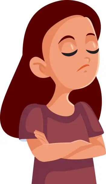 Vector illustration of Entitled Teen Girl Feeling Smug and Superior Vector Cartoon Character