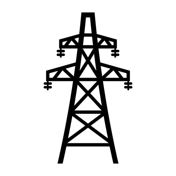 High electric tower. Graphic vector. Electricity icon suitable for info graphics, websites and print media and interfaces. Line vector icon. High voltage pylon.