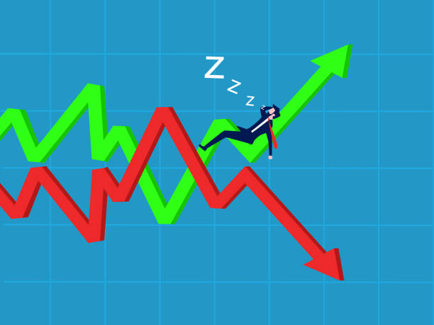 istock Accept business changes. Businessman lies on the uncertainty of the up and down graph 1783210413