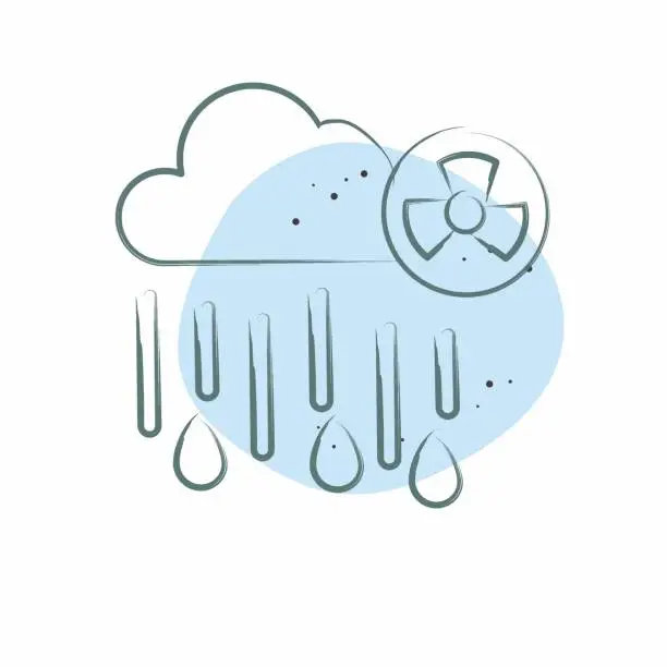 Vector illustration of Icon Nuclear Rain. related to Nuclear symbol. Color Spot Style. simple design editable. simple illustration