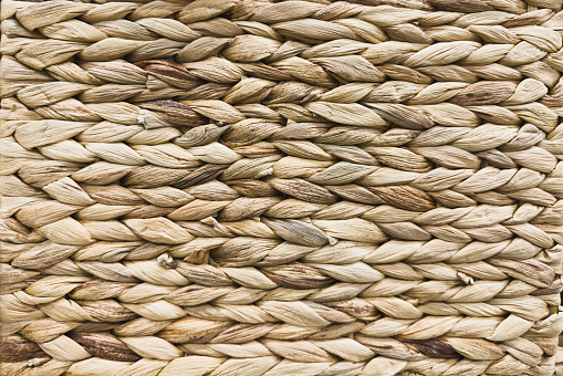 Seagrass wicker basket close up. High quality photo