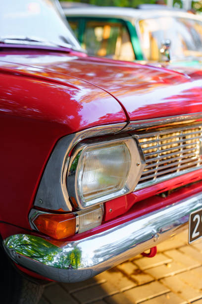 istock Headlight of a red retro car. 1783257171