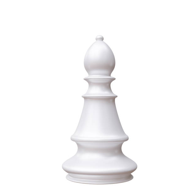 White chess bishop isolated on white transparent background. Business strategy concept