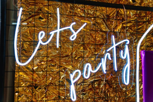 istock Shiny photo zone with LED strip lettering. 1783274407
