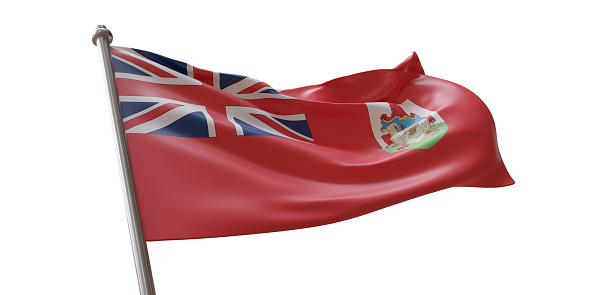 Bermuda flag waving isolated on white transparent background