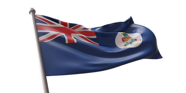 bandera de las islas caimán ondeando aislada sobre fondo blanco transparente - cayman islands fotografías e imágenes de stock