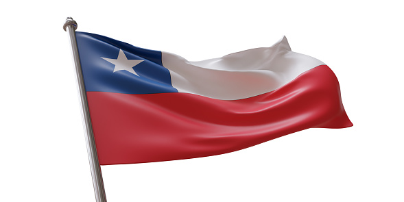 Chile flag waving isolated on white transparent background