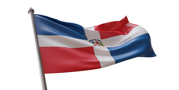 Dominican Republic flag waving isolated on white transparent background