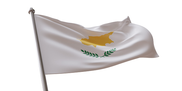 Cyprus flag waving isolated on white transparent background,
