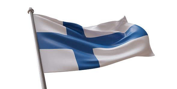 Finland flag waving isolated on white transparent background