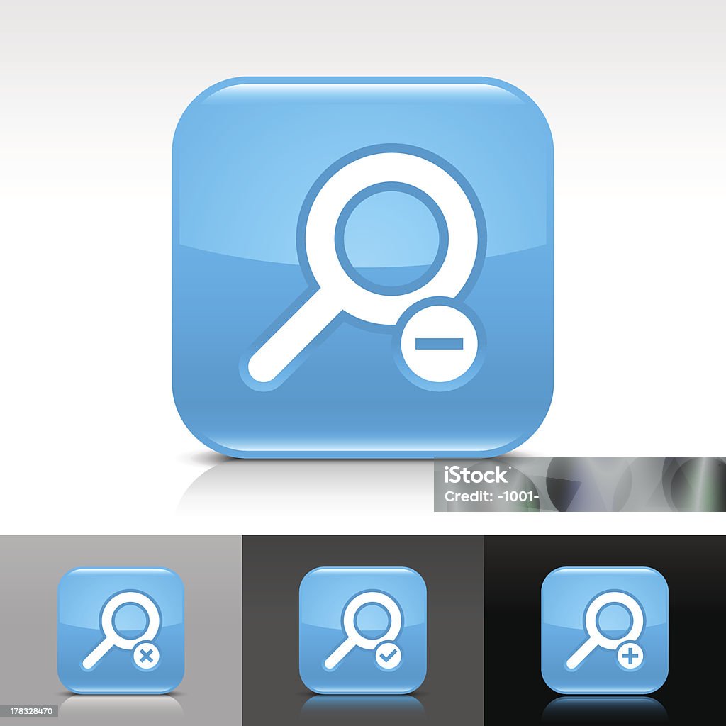 Azul de ícone de lupa brilhante botão quadrado arredondado web - Royalty-free Ampliação arte vetorial