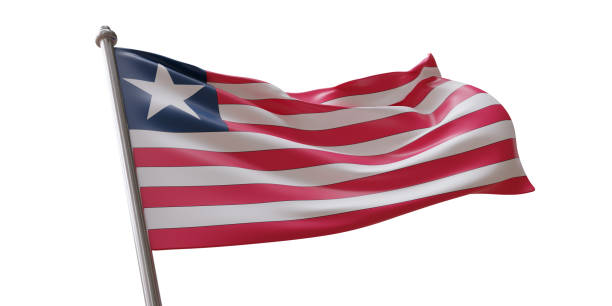 istock Liberia flag waving isolated on white transparent background 1783287185