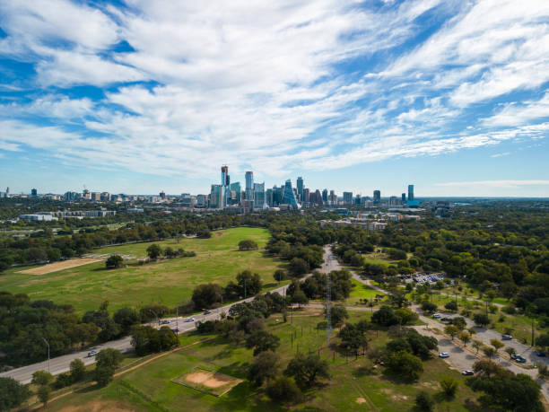 istock Austin Texas from Zilker park, midday sunny day, aerial drone image 1783287761