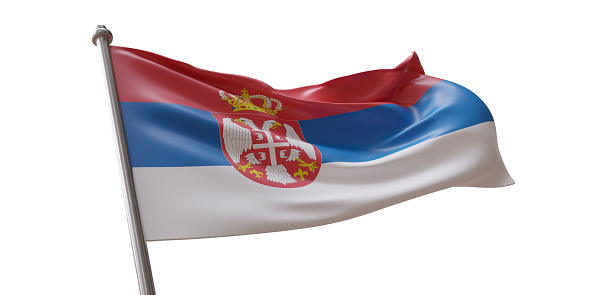 Serbia flag waving isolated on white transparent background