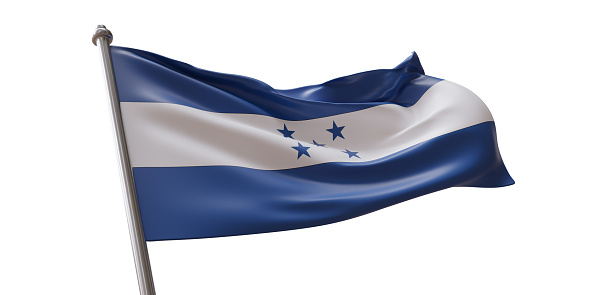 Honduras flag waving isolated on white transparent background