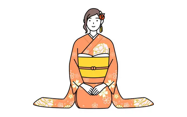 Vector illustration of Woman in New Year's greeting