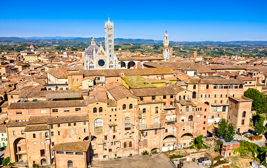 View of the medieval city of Siena in Italy