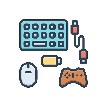 Icon for peripherals, equipment, connected, video game, keyboard, mouse, device, pendrive, electronic, console, adapter