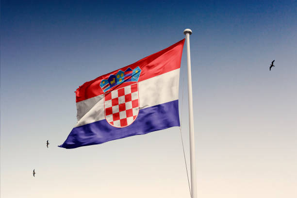 istock Croatia flag fluttering in the wind on sky. 1783539495