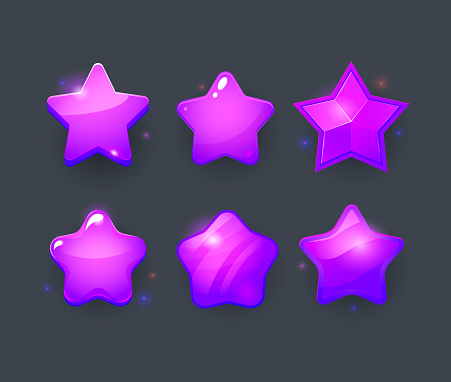 Vector star icons set. Collection icon design for game, ui, banner, design for app, interface, game development. Cartoon isolated vector star