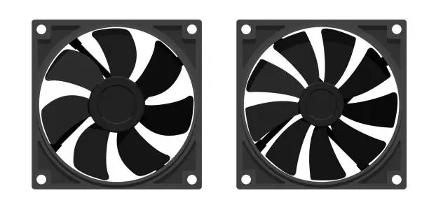 Vector illustration of Set of CPU cooler fan on white background