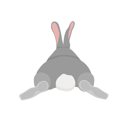 istock The gray rabbit sits. Back view. Vector. 1783565895