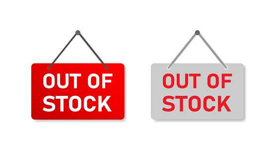 Out of stock hanging sign, product has sold out. big sale, vector illustration trendy design.