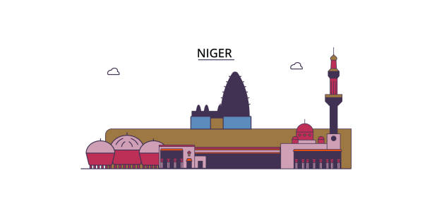 Niger tourism landmarks, vector city travel illustration Niger tourism landmarks, vector city travel illustration niger state stock illustrations