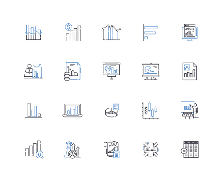 Graphs charts line icons collection. Bar, Line, Pie, Scatter, Area, Graph, Chart vector and linear illustration. Data,Axis,Scale outline signs set