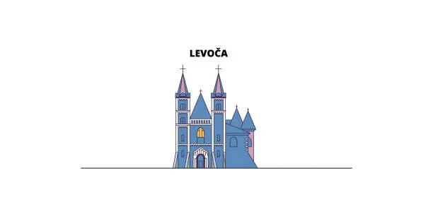 Vector illustration of Slovakia, Levoca tourism landmarks, vector city travel illustration