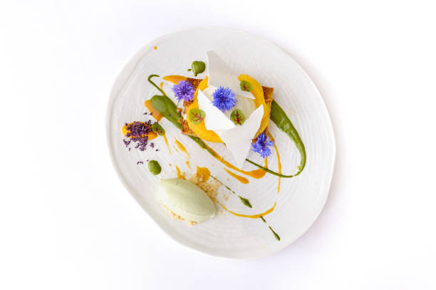 istock Carrot cake with orange and mint ice cream 1783576064