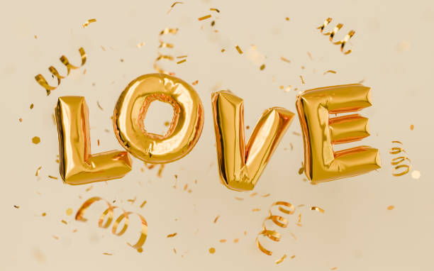 istock Golden Love Balloon Letters with Confetti 1783576444