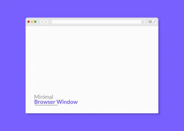 Vector illustration of Web browser window. Computer or internet frame template design of flat page mockup. Blank screen web browser