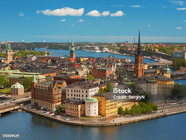 Stockholm Old Town Stock Photo - Download Image Now - Riddarholmen, Architecture, Blue