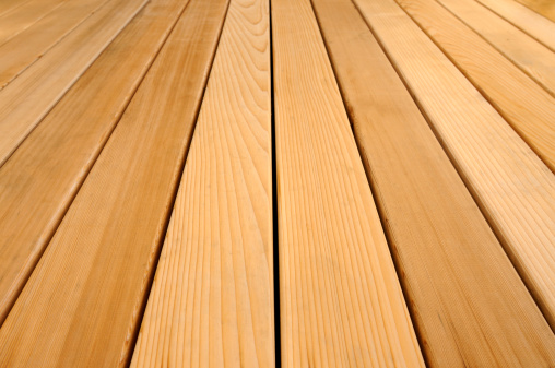 New wood flooring on outdoor deck.