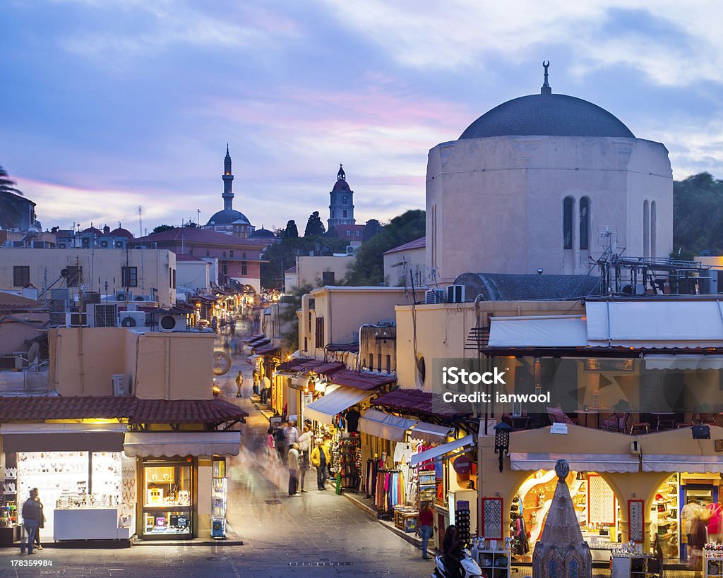 Hippocrates square Hippocrates square in the historic Old Town of Rhodes Greece Rhodes - Dodecanese Islands Stock Photo