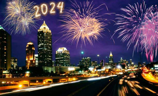 istock Happy New Year Fireworks on Atlanta. 1783601794
