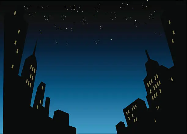 Vector illustration of Night City Skyline Background
