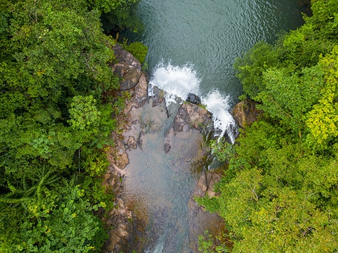 Asian jungle and Khlong Chao waterfall on Koh Kood island. Thailand