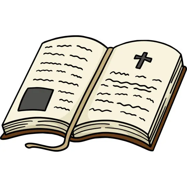 Vector illustration of Christian Holy Bible Cartoon Colored Clipart