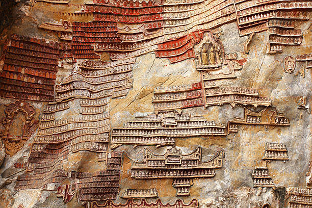 istock Cave with many buddhist icons on the wall, Burma 178360760