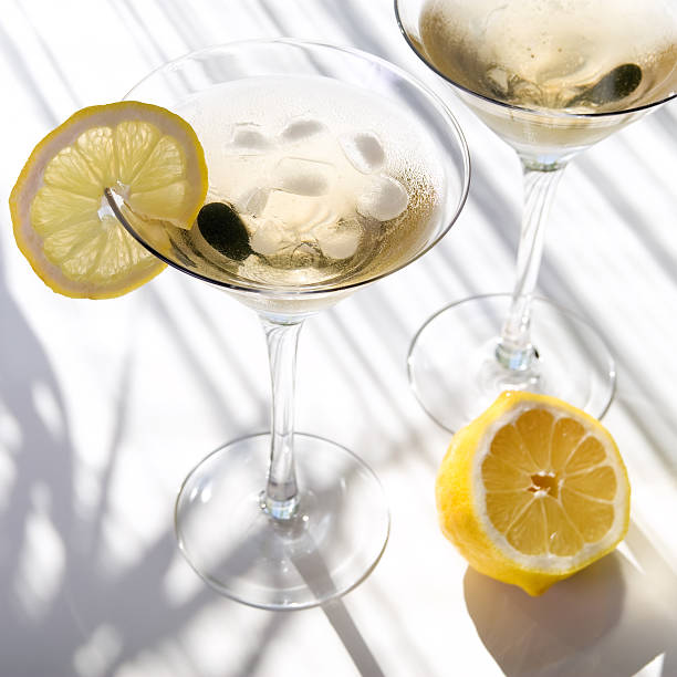 Martini alcohol cocktail with yellow lemon