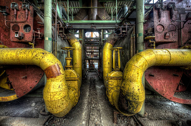 yellow pipes stock photo
