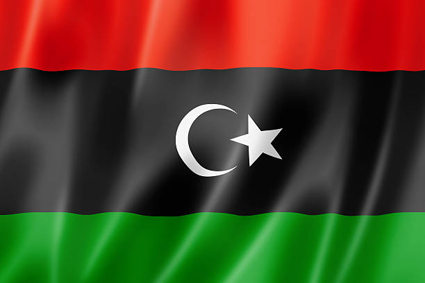 libysche flagge - libya flag libyan flag three dimensional shape stock-fotos und bilder