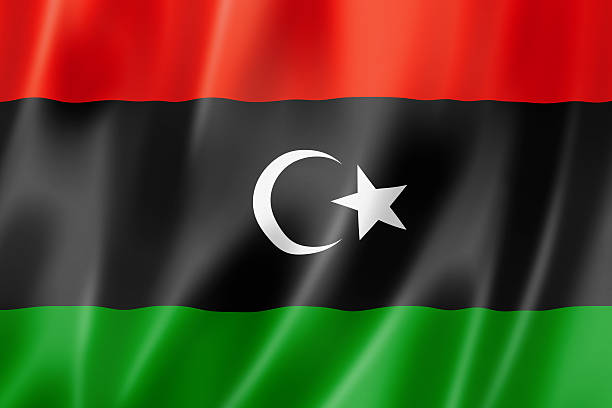 bandera de libia - libyan flag fotografías e imágenes de stock