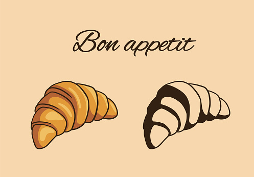 Colored croissant clip art. Vector illustration