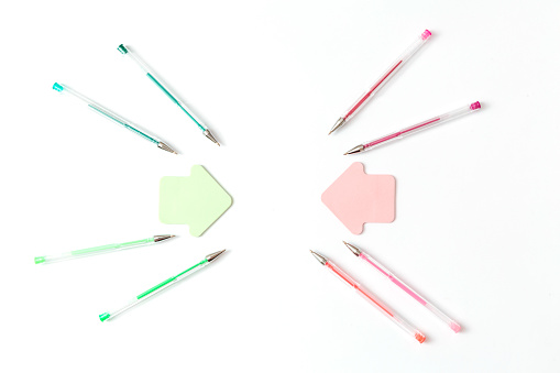 Multi-colored gel pens.