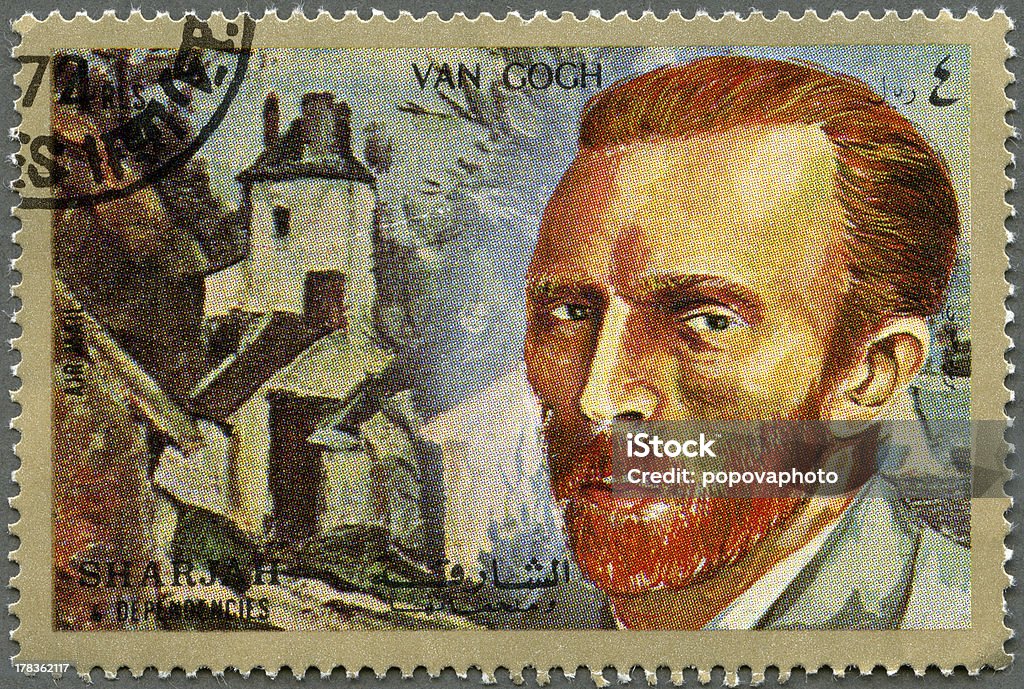 Postage stamp Shiarjah & Dependencies 1972 Vincent Willem van Gogh (1853-1890) "Postage stamp stamp printed in Shiarjah & Dependencies shows Vincent Willem van Gogh (1853-1890), circa 1972" Vincent Van Gogh - Painter Stock Photo
